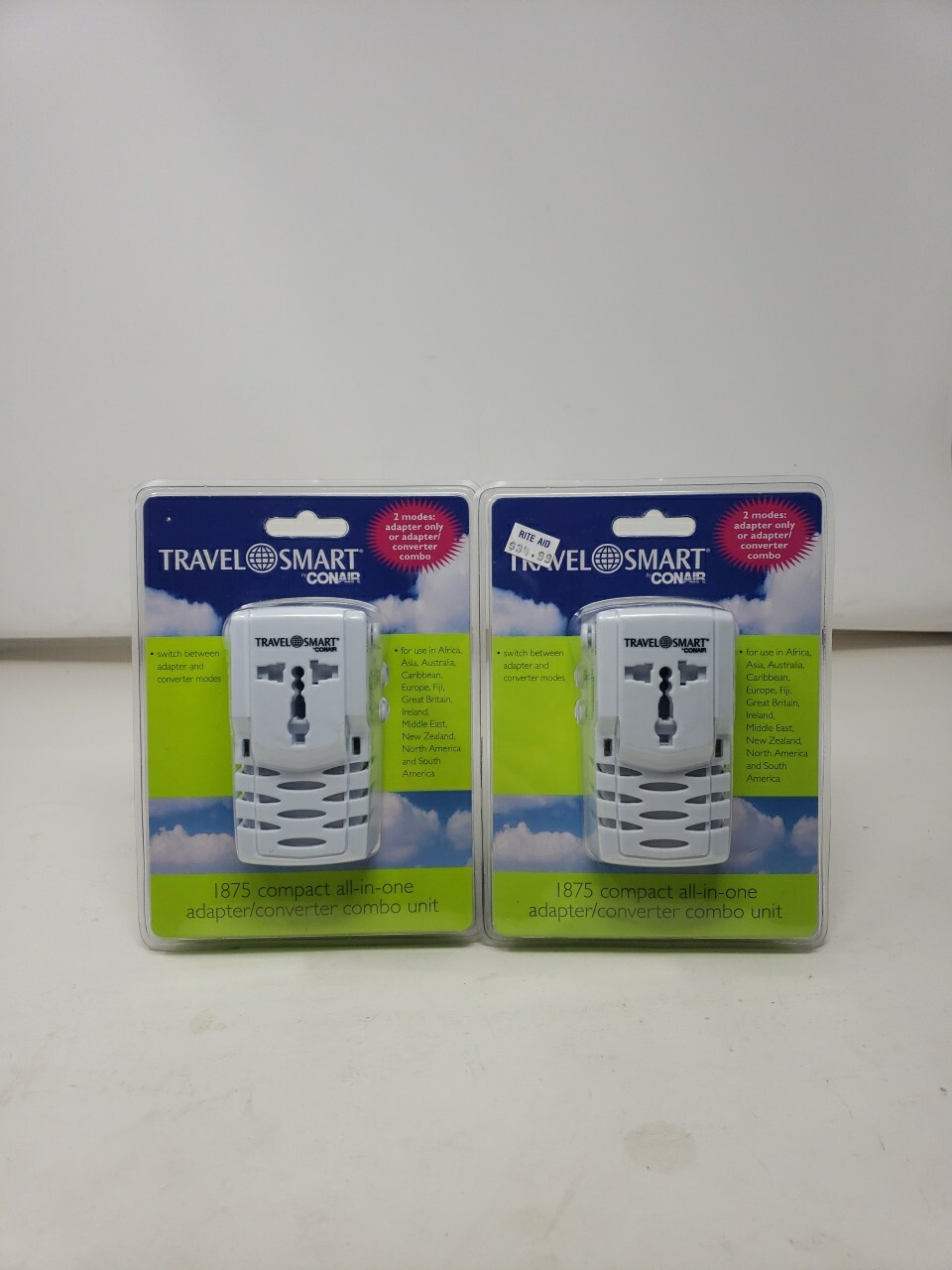 Travel Smart Conair 1875 Compact Adapter/Converter Combo Unit 2ct