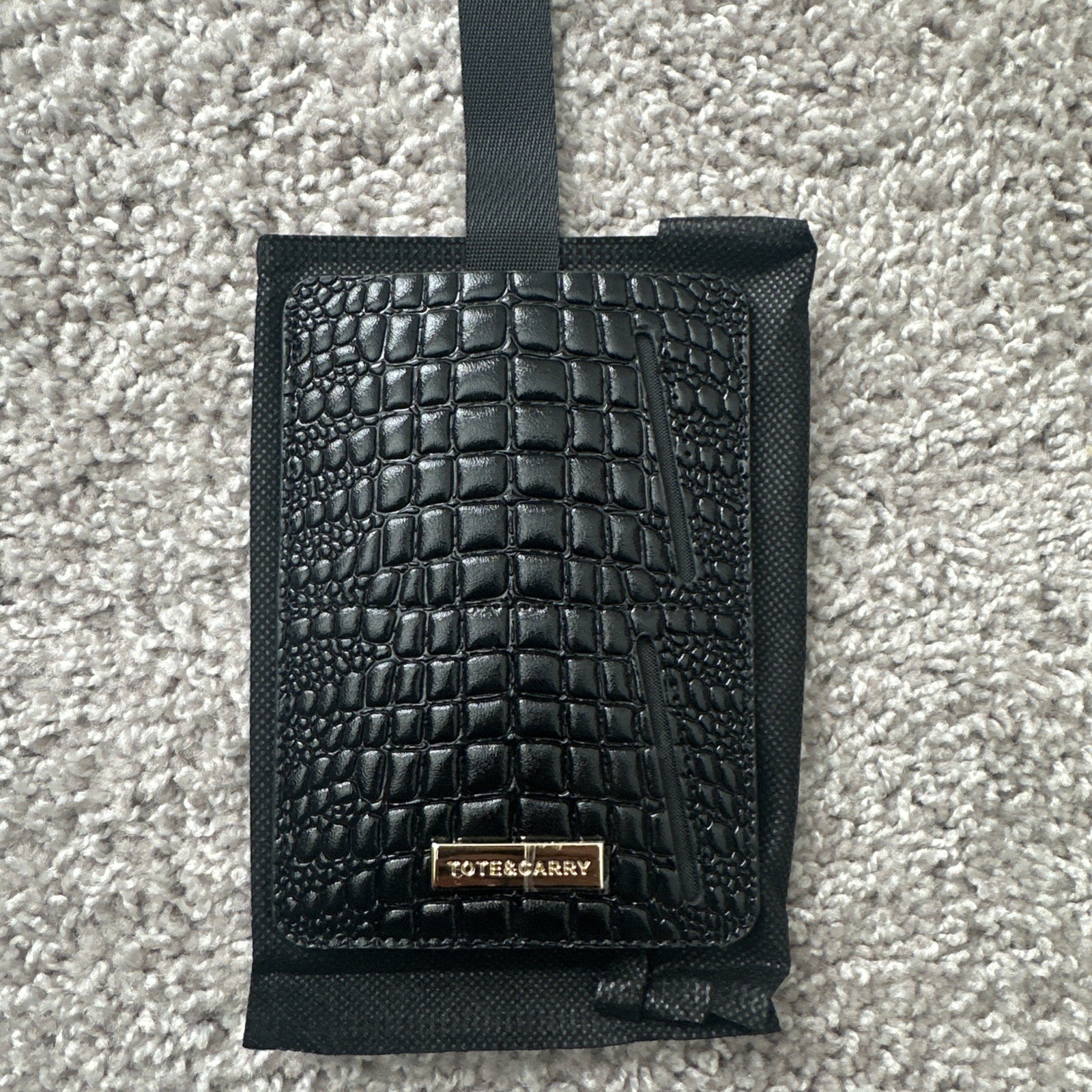 Tore and Carry Black Crocodile Skin Passport Holder