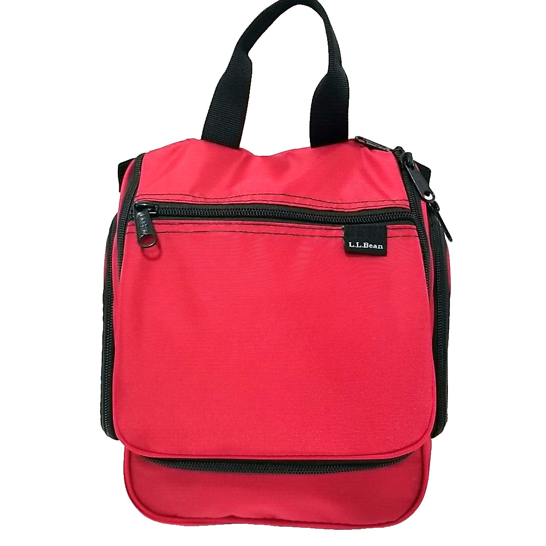 LL Bean Toiletry Bag Unisex Red Makeup Case Travel Personal Organizer Hangable