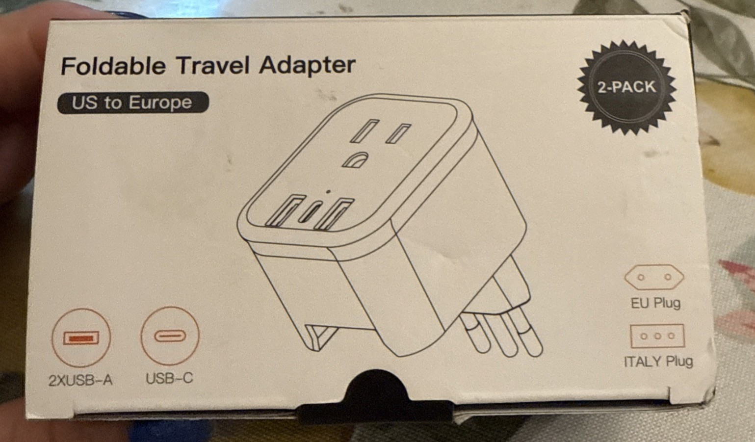 European Travel Plug Adapter Foldable International Plug 1 AC Outlets, 3 USB
