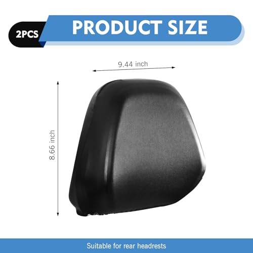2-Pack Car Headrest Covers, Universal PU Leather Head Rest Cover for S Black