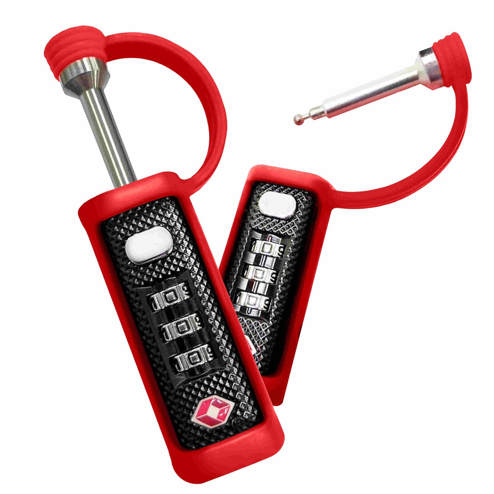 Airline Compliant Hard Storage Case Padlocks 3-Dial Combination Locks 2-Pack Red