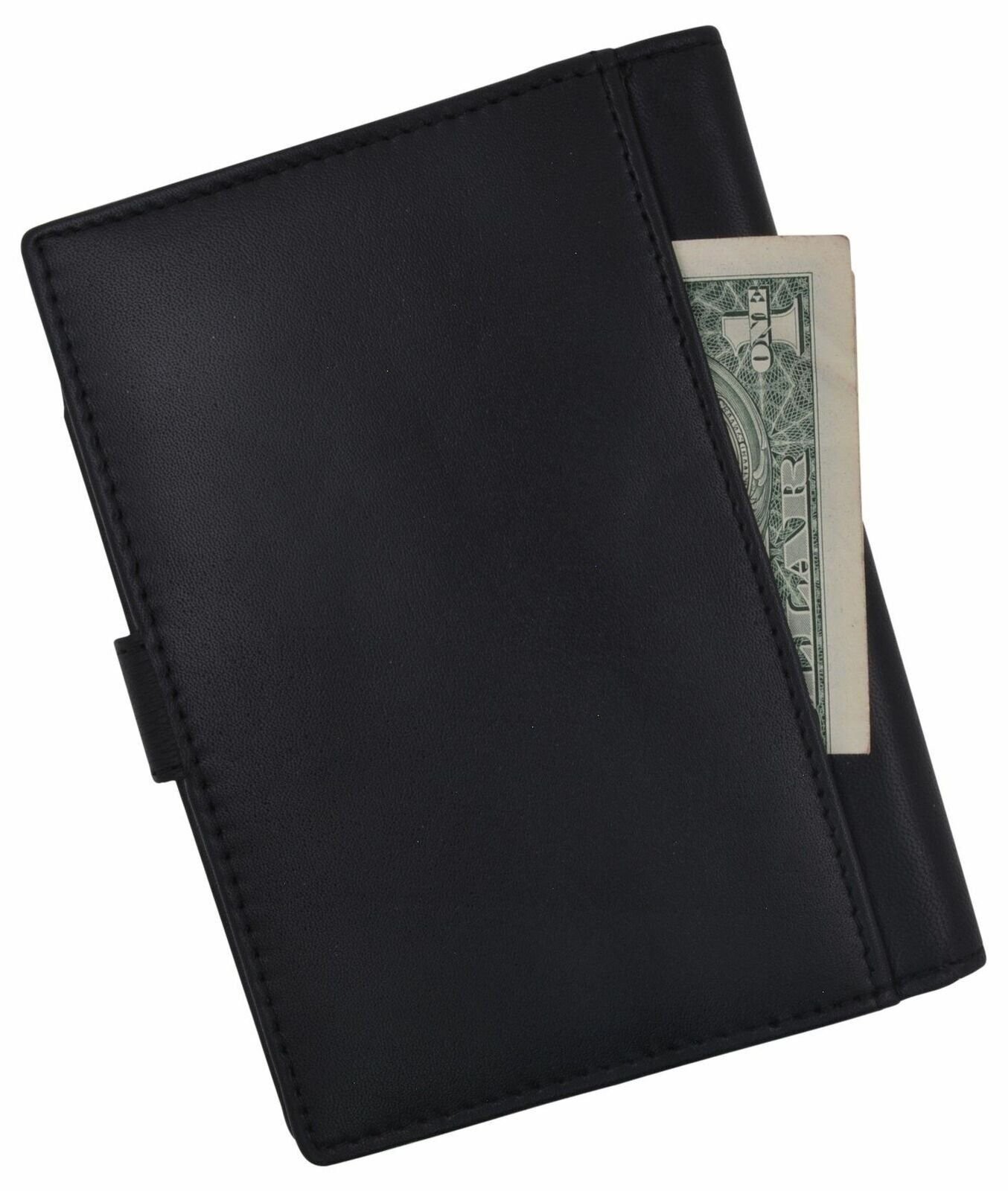 Leather Black Passport Holder Cover Case Wallet USA Embedded Logo Travel U.S Wal