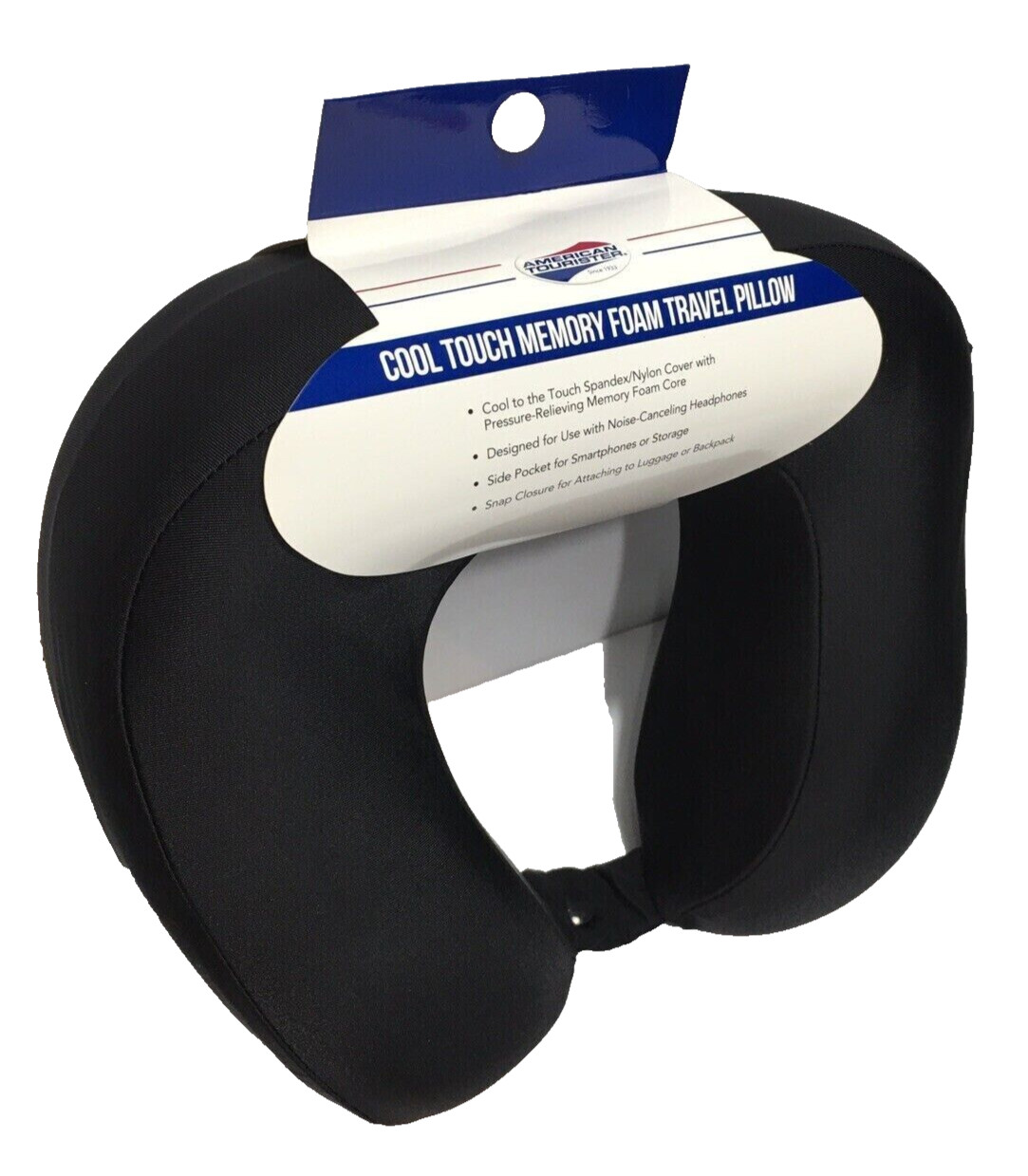 American Tourister Cool Touch Memory Foam Travel Pillow Nylon Spandex Black