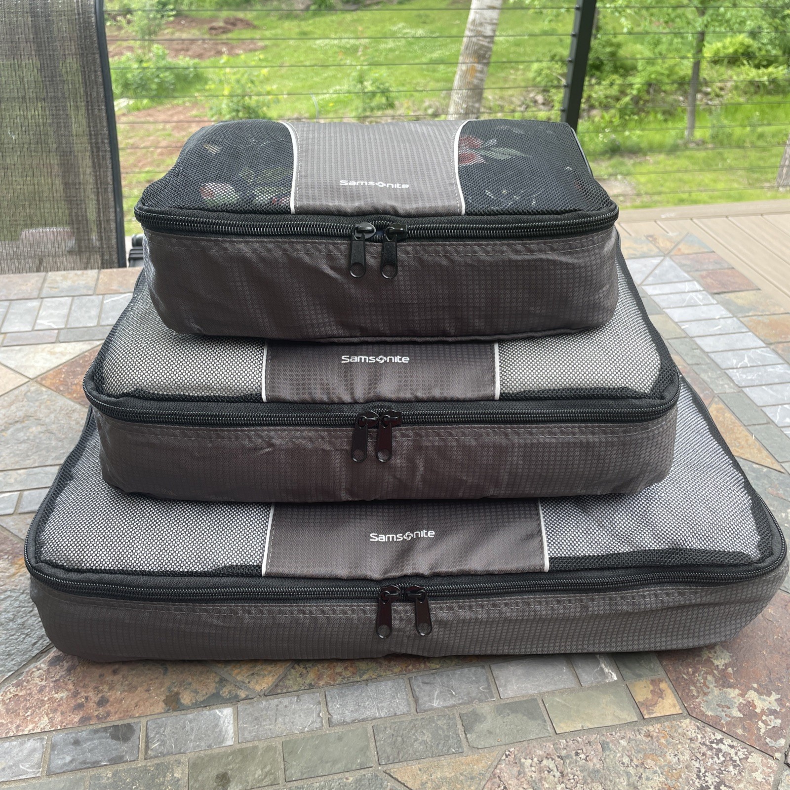 Samsonite Packing Cubes – Set Of 3 – Black & Grey Organizer Travel Storage VGUC