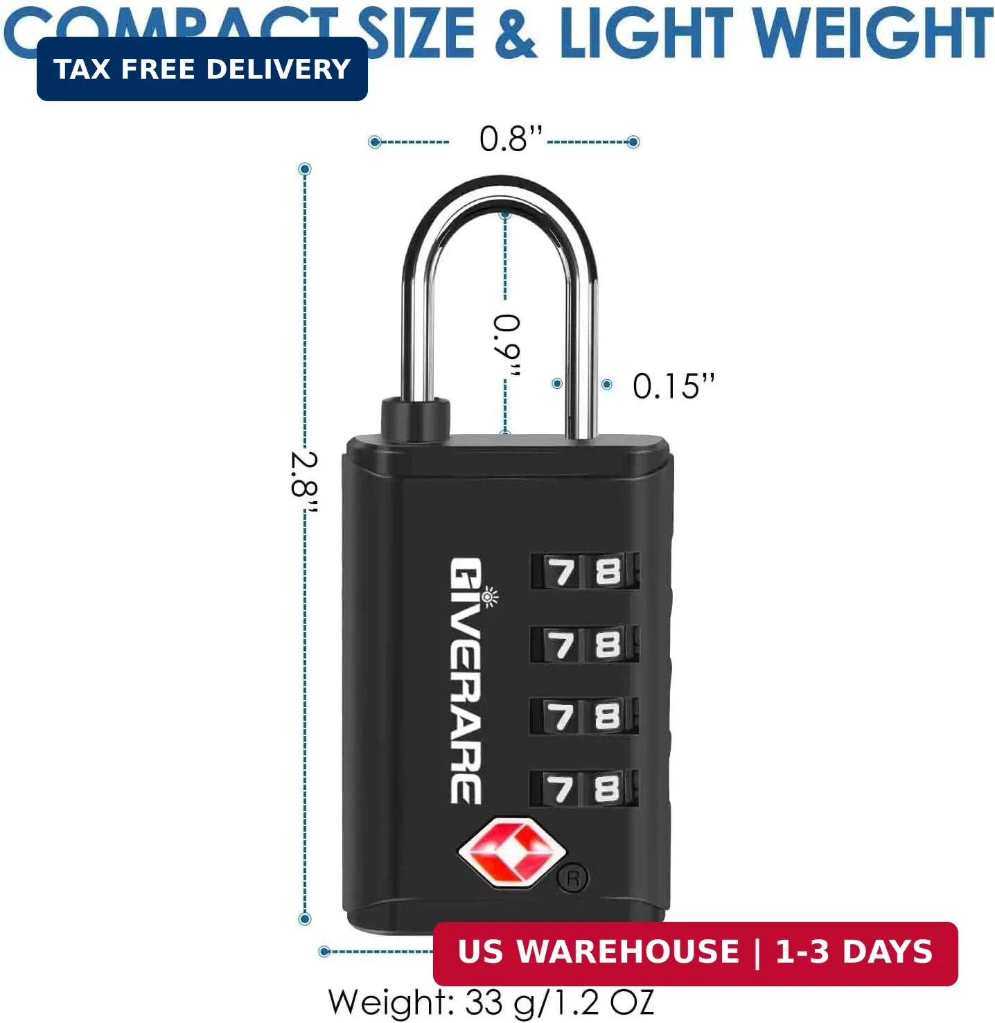 4 Pack TSA Approved Travel Luggage Locks 4-Digit, Open Alert Suitcase Combinatio