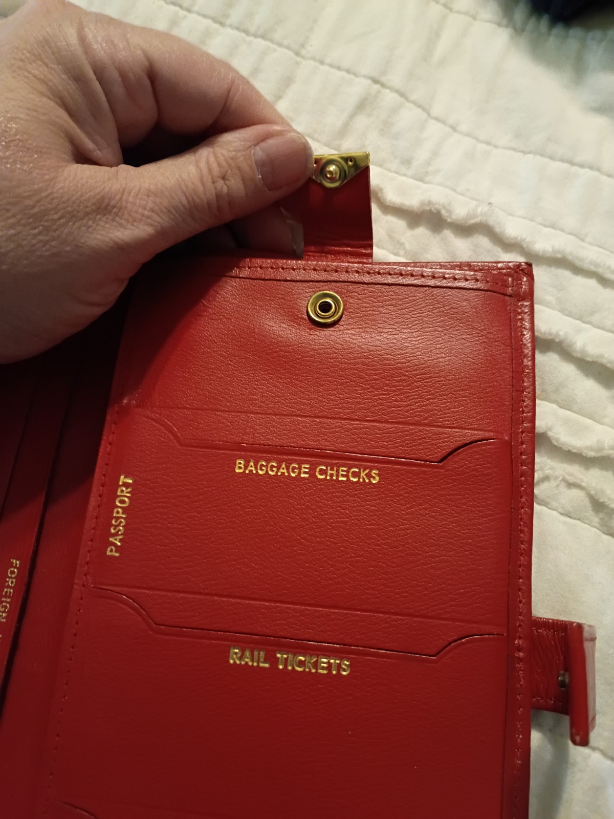 Vintage Leather Travel Passport & ID Wallet Organizer, Red, Snap Closure Cowhide
