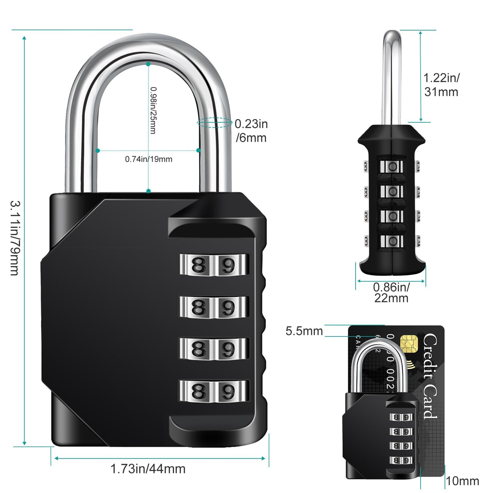 2 Pack 4-Digit Combination Lock for Locker – Padlock for School, Gym, Outdoor Us