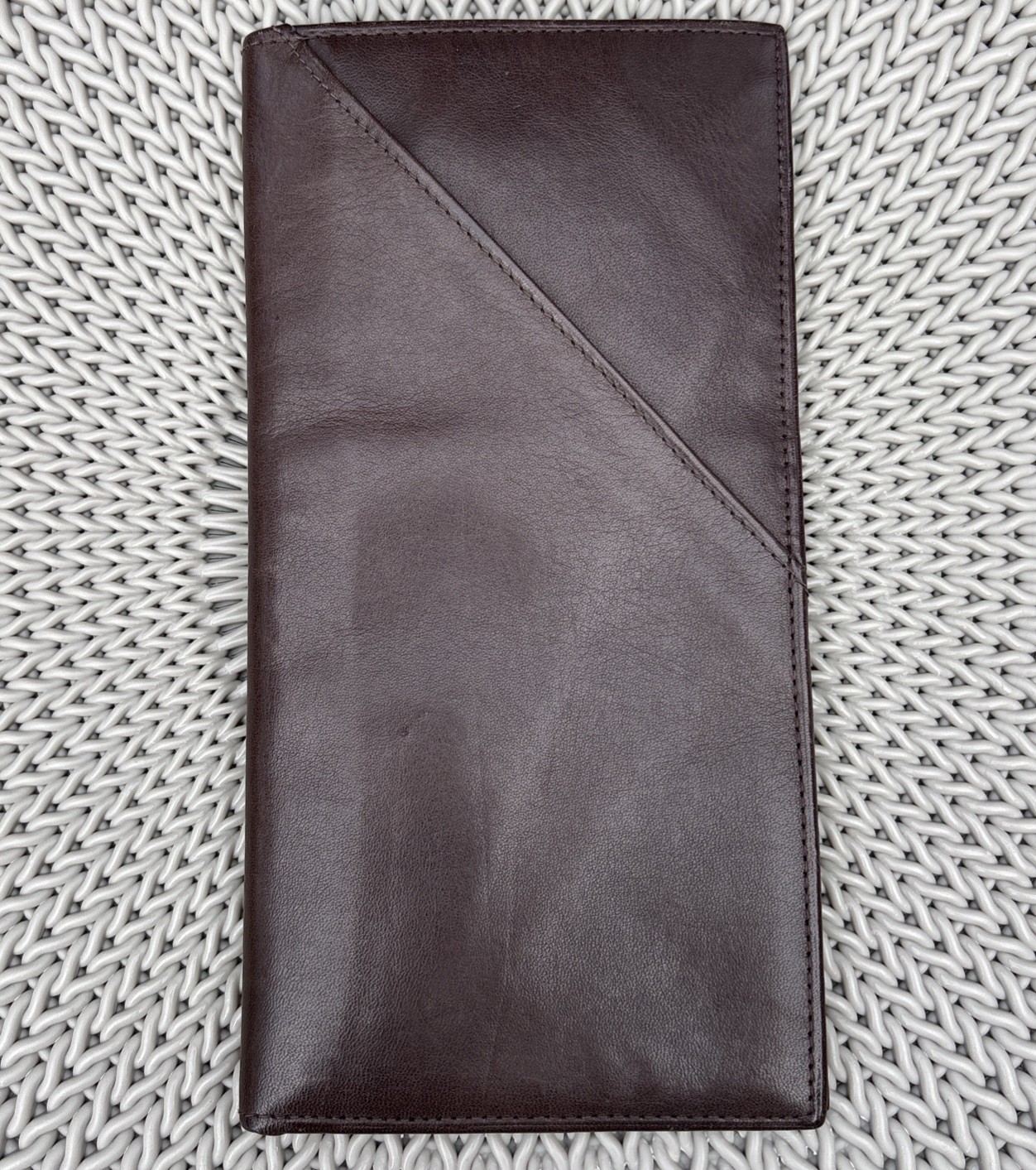 VTG Genuine Soft Brown Leather Passport Ticket Travel Doc Bi Fold Wallet Holder