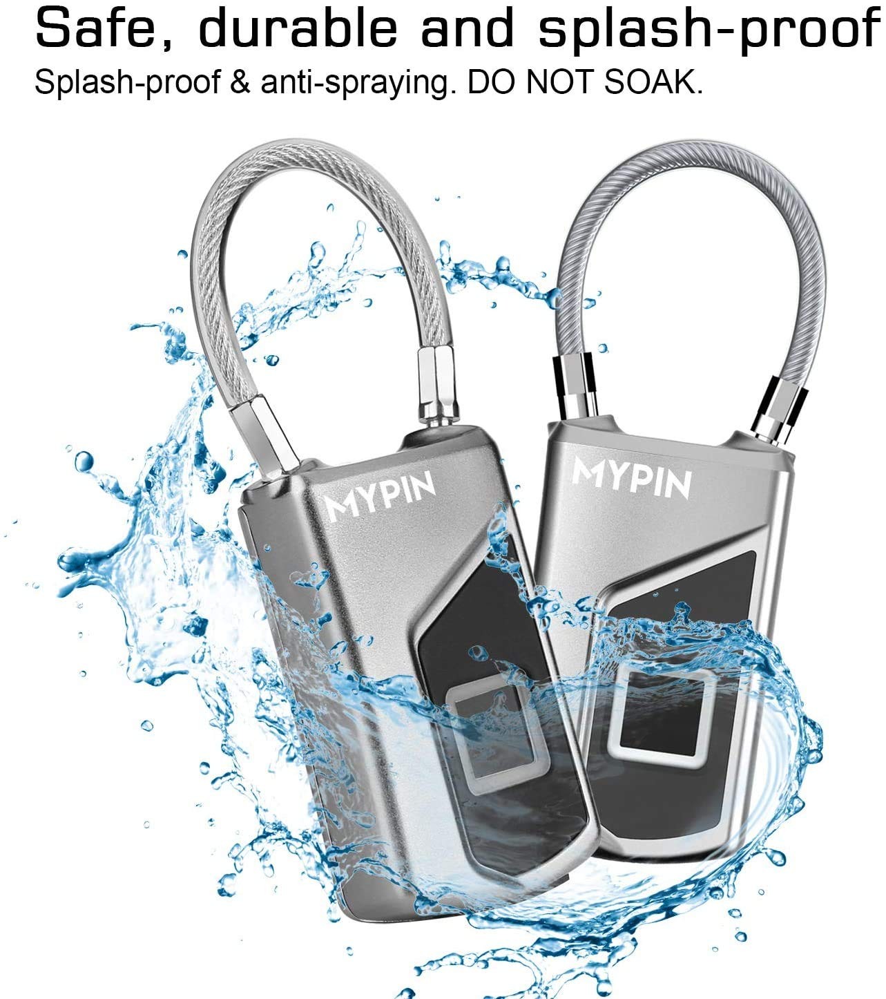 Fingerprint Lock with Key Backup, Smart keyless Waterproof Fingerprint Padloc…