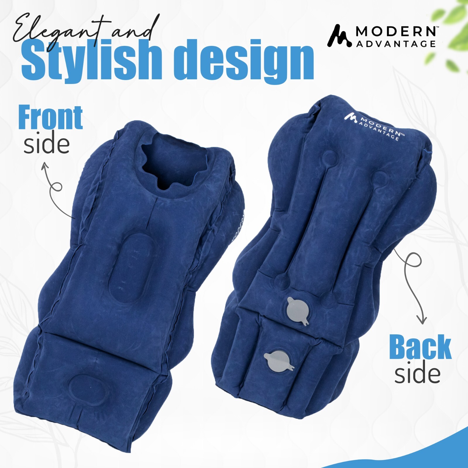 Inflatable Travel Pillow with Extra Bottom Pack of 2 (Blue) FREE SHIPPING