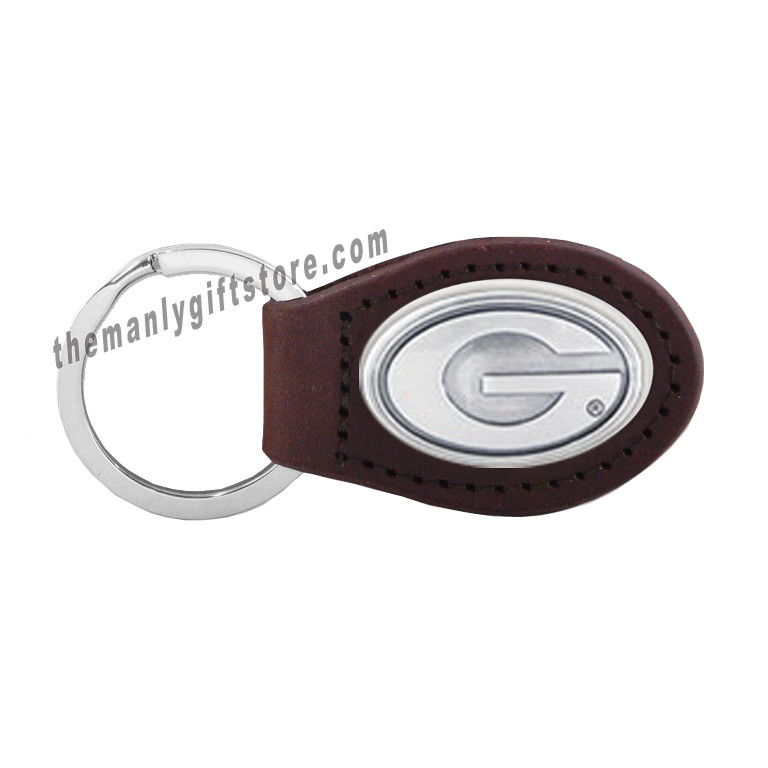 NCAA Georgia Bulldogs Zep-Pro Leather Concho Key Fob brown keychain