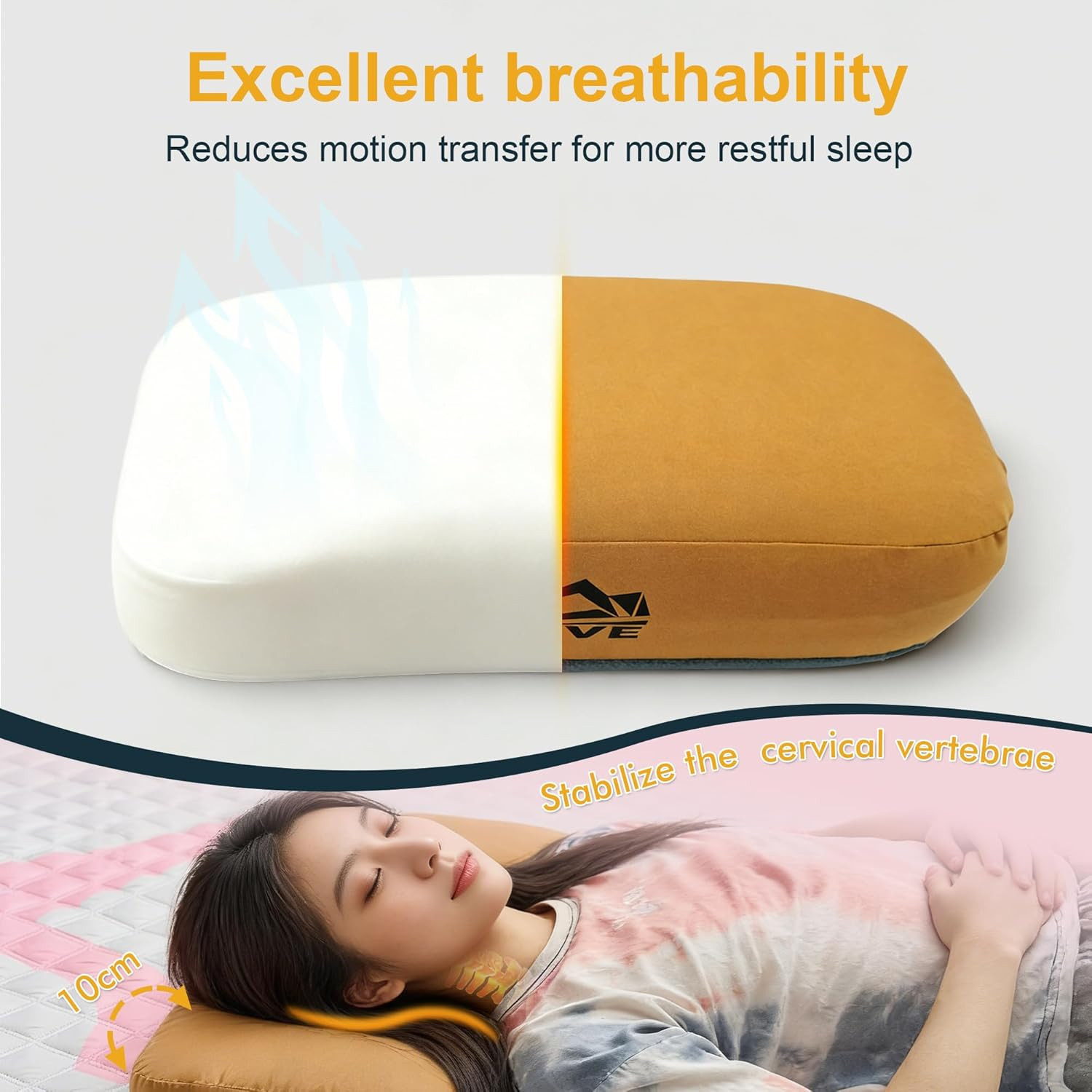 Thick Camping Memory Foam Pillow, Compressible & Ultralight Travel Pillow for Ba