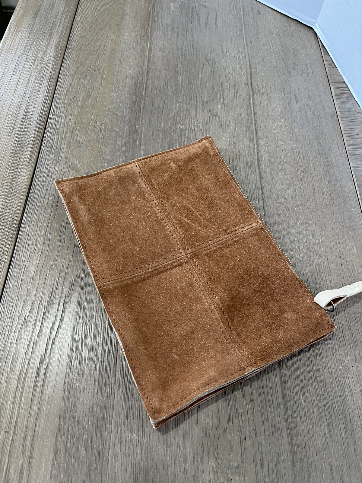mark and Graham Pieced Suede Leather Pouch Clutch Travel Case