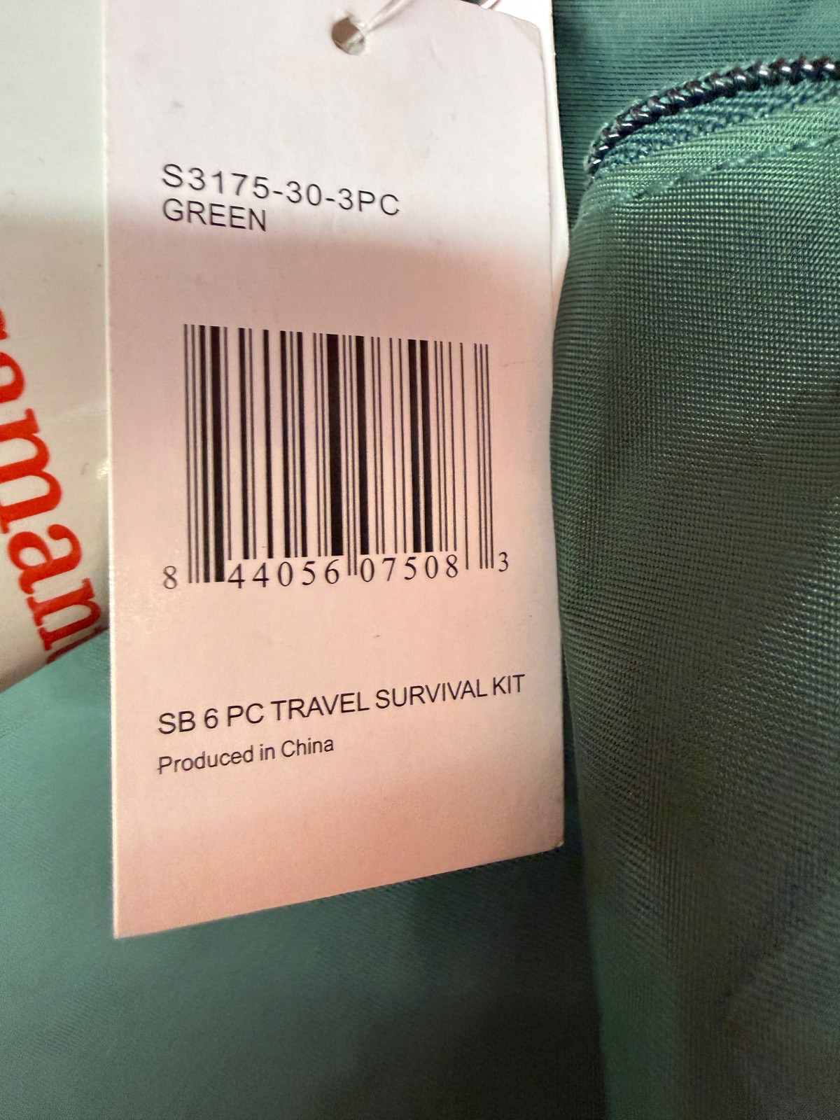 SAMANTHA BROWN LUGGAGE – 6 Piece Travel Survival Kit Pouches – GREEN NEW RARE
