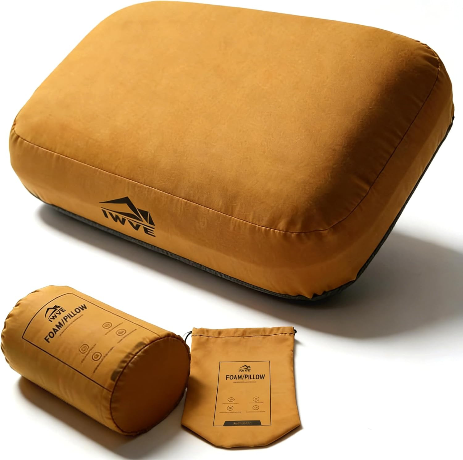 Thick Camping Memory Foam Pillow, Compressible & Ultralight Travel Pillow for Ba