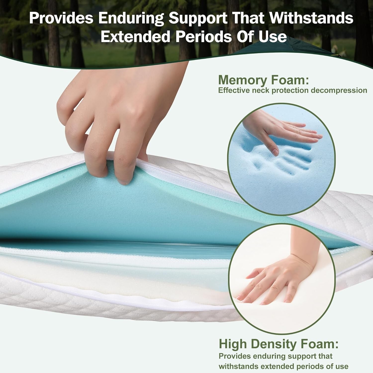 Small Memory Foam Travel Pillow, Camping Pillow with Bag – Modern, Firm Memory –