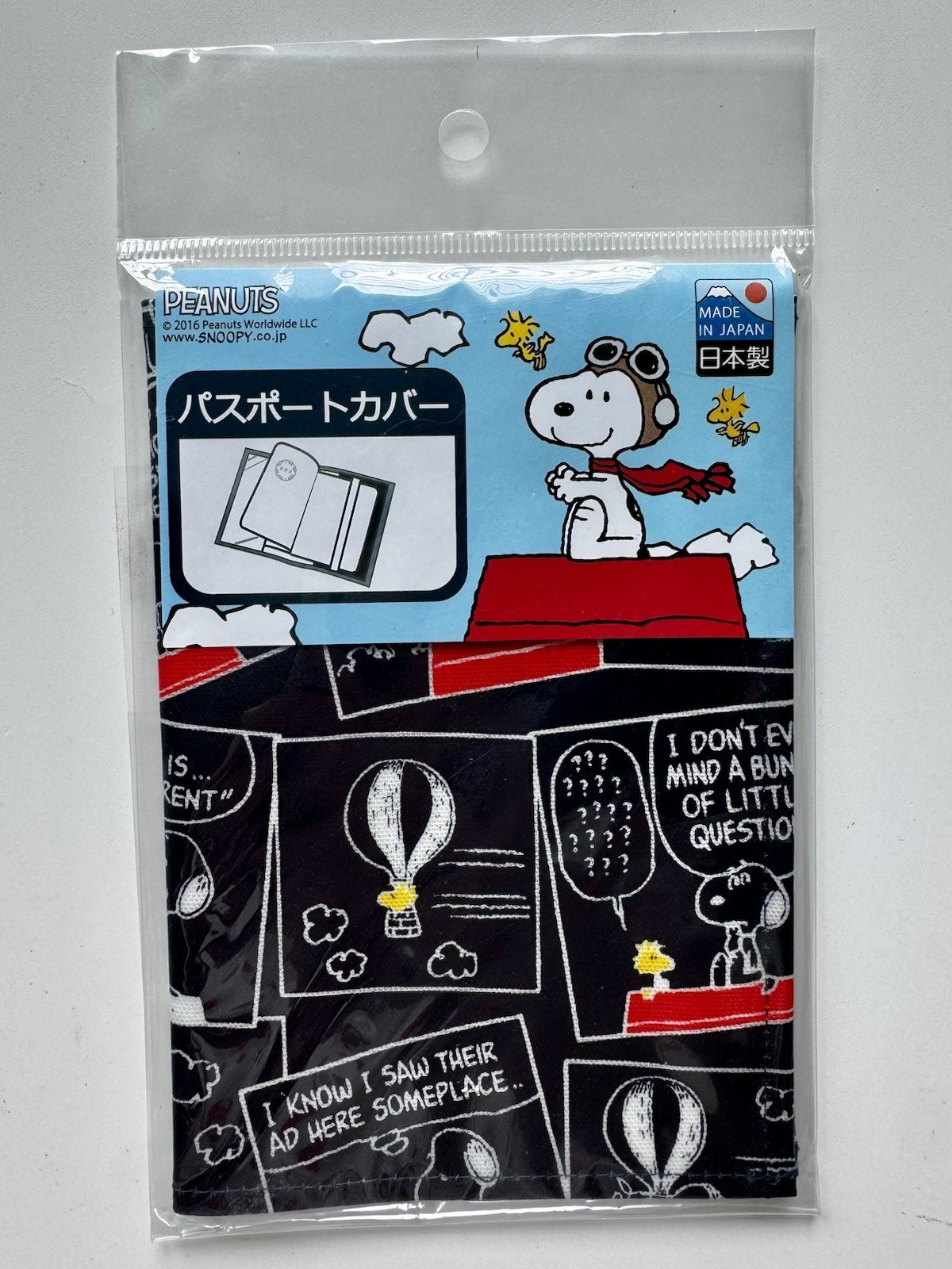 Peanuts SNOOPY Passport Cover Comic Strip Black LICENSED Made In Japan PVC