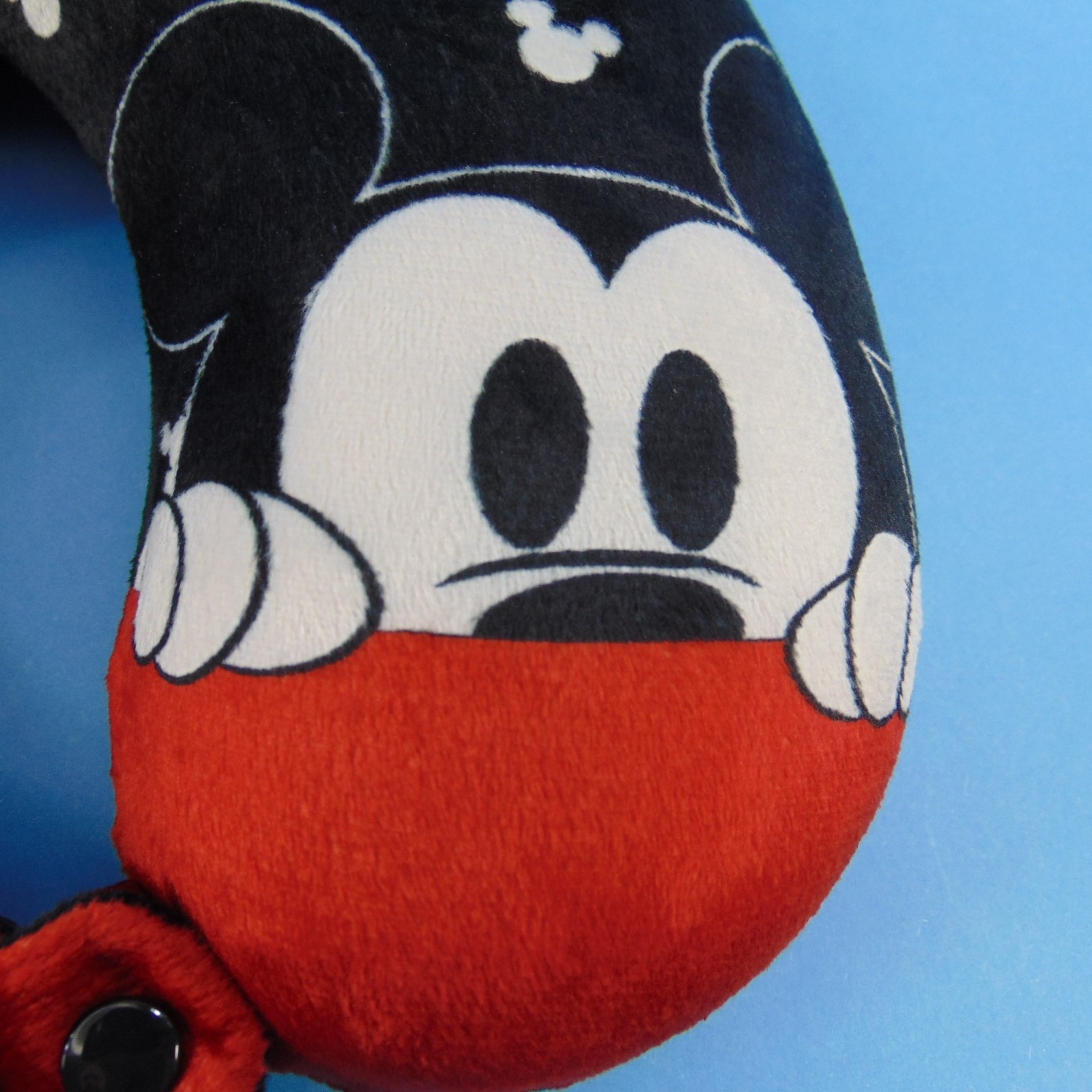Disney Mickey Mouse Memory Foam Travel Neck Pillow Plush with Ears Snap Closure