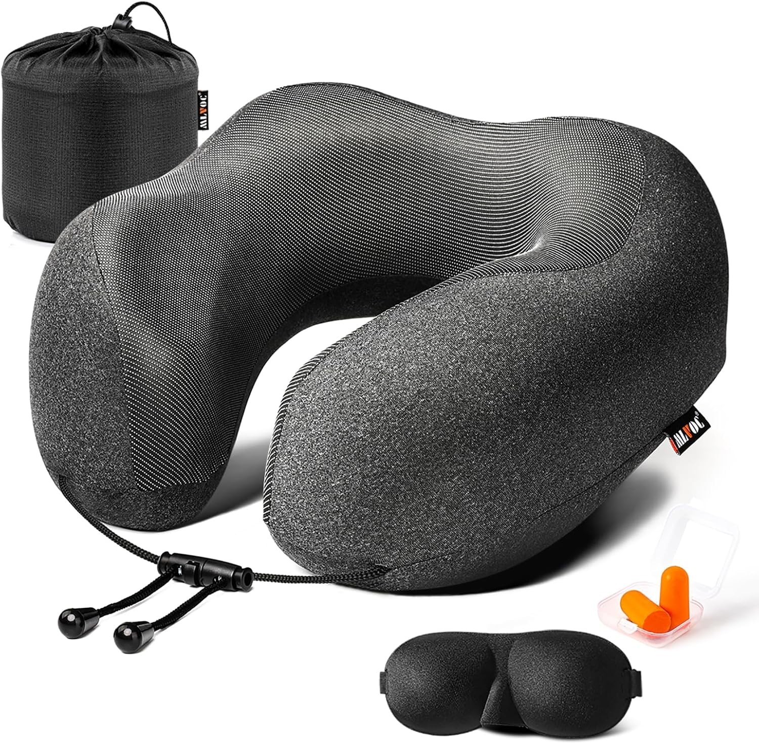 Neck Pillow for Traveling, Upgraded 100% Pure Memory Foam Travel Neck Pillow …