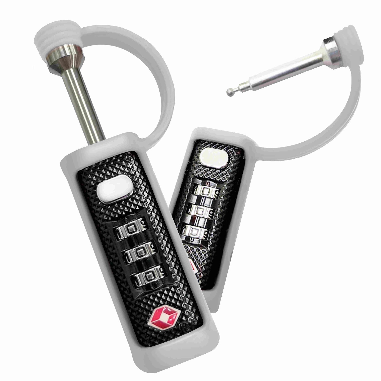 TSA Travel Approved Case Padlocks MonoShaft Rubber Sleeve Gun Locks 2-Pack White