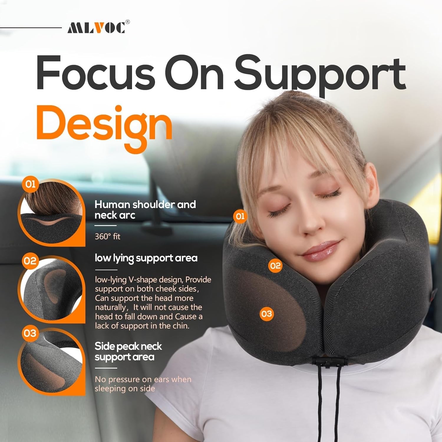 Neck Pillow for Traveling, Upgraded 100% Pure Memory Foam Travel Neck Pillow …
