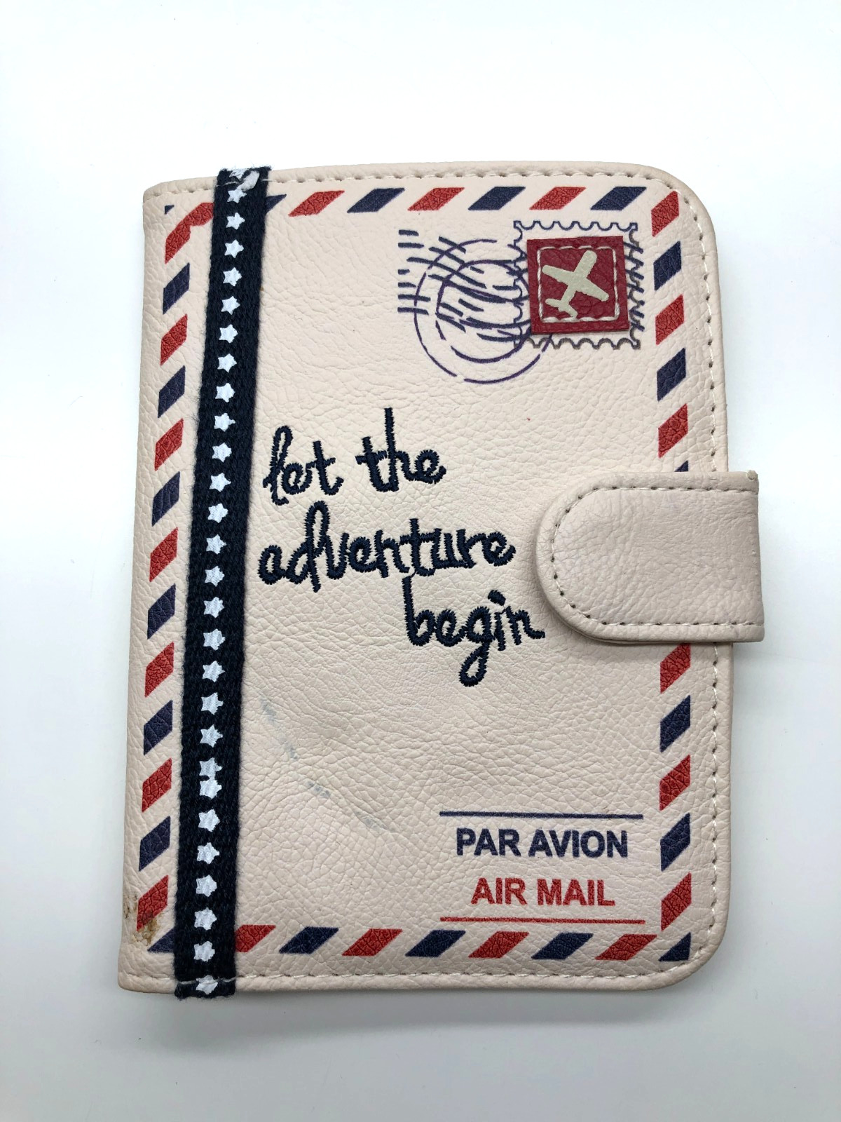 Miamica Passport Holder Case Air Mail Let The Adventure Begin Beige Unisex