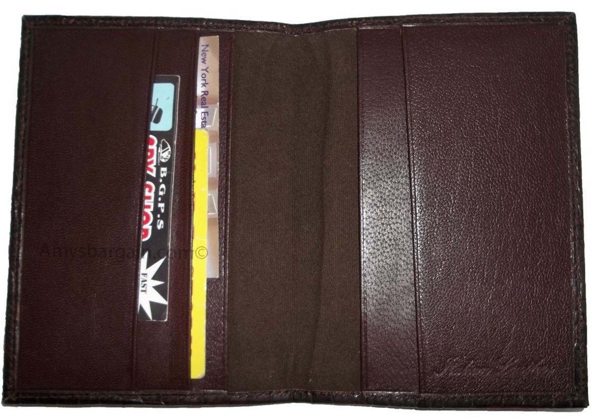 New brown crocodile printed leather passport case wallet credit ATM card case BN