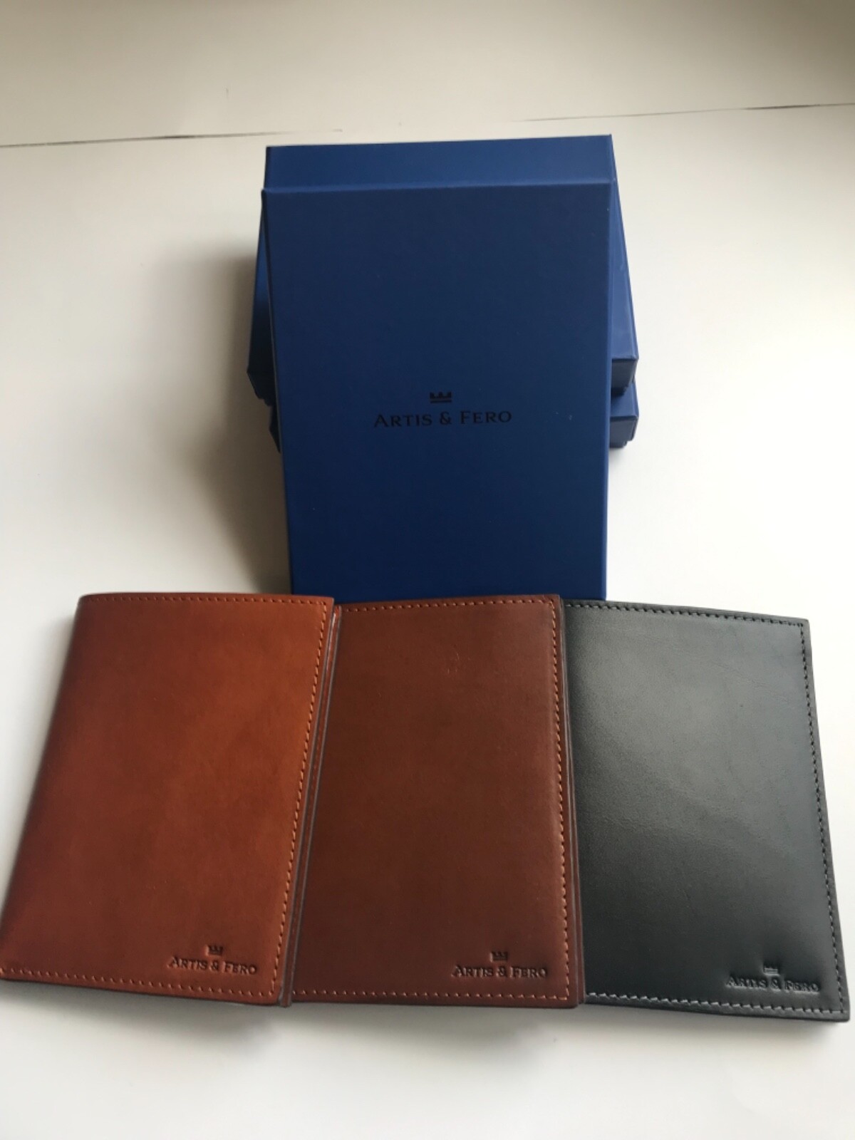Genuine Italian Leather Passport Wallet Jacket Wallet w Gift Box Black Brown Tan