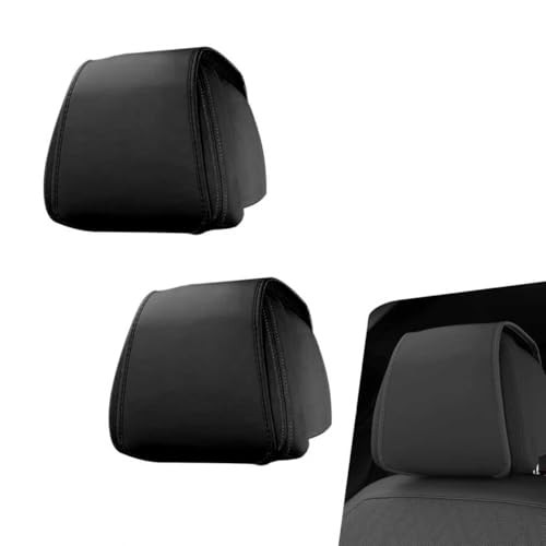 Car Headrest Cover, Leather Auto Seat Head Protector with 2 PCS Black